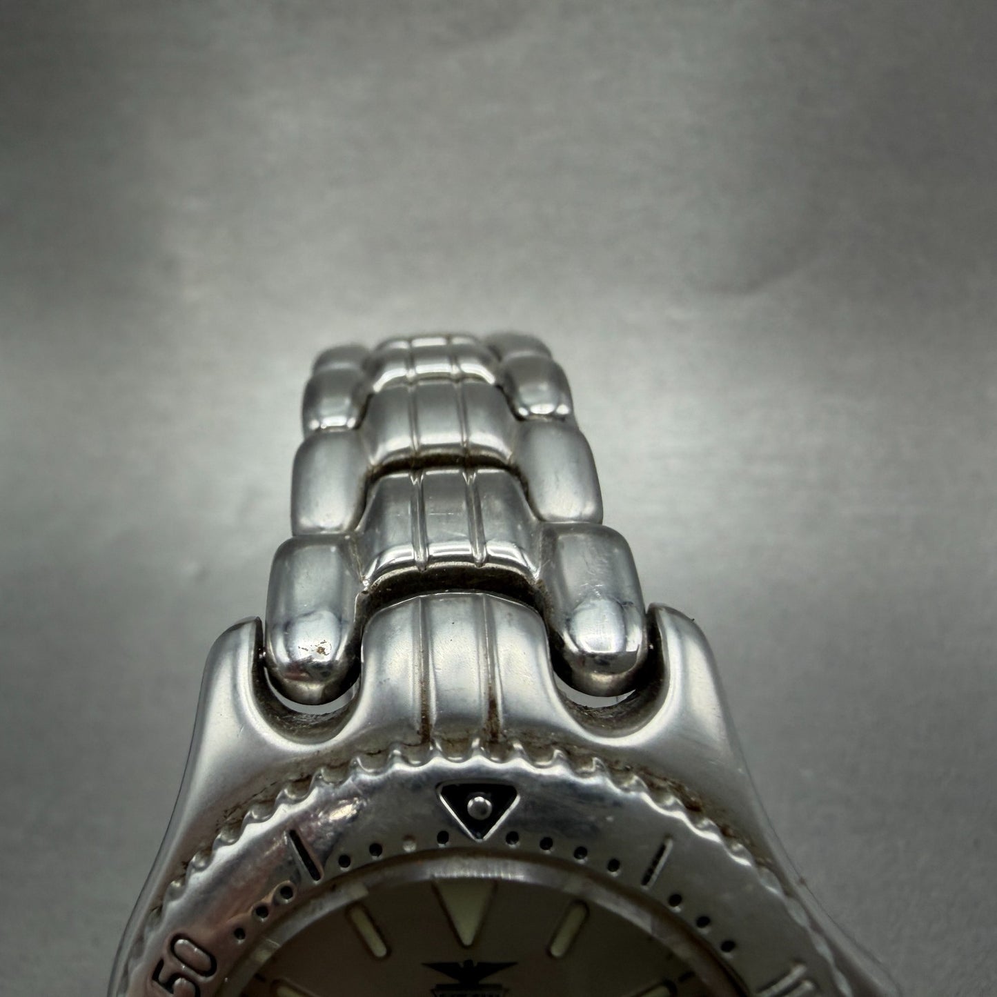 Elgin Dive Watch Men 36mm Silver Dial Silver Tone Date READ!! FK-376 New Battery4
