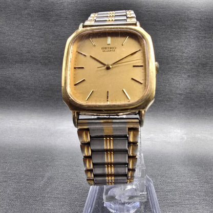 Seiko Tank Watch Men 27mm Gold Dial Gold Tone Rectangle 7431-5440 New Battery5