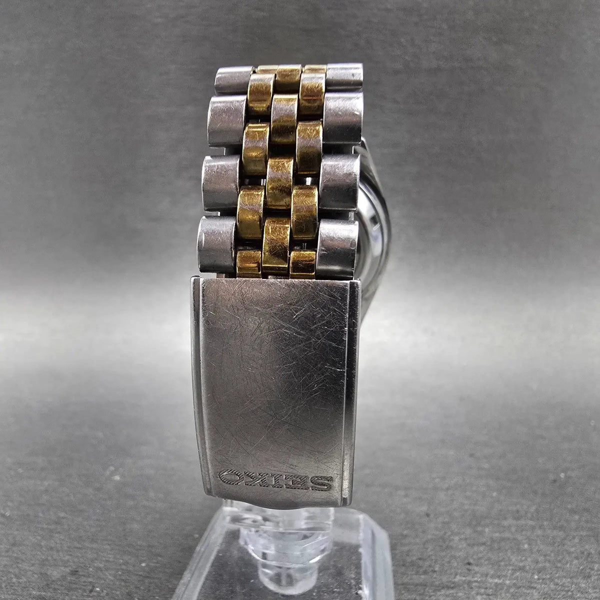Seiko 5 Automatic President Watch Men 36mm Silver Dial Two Tone Daydate VTG Runs8