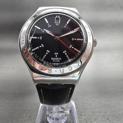 Swatch Irony Twirl Watch Men 37mm Black Dial Silver Tone Date YGS428C New Batt5