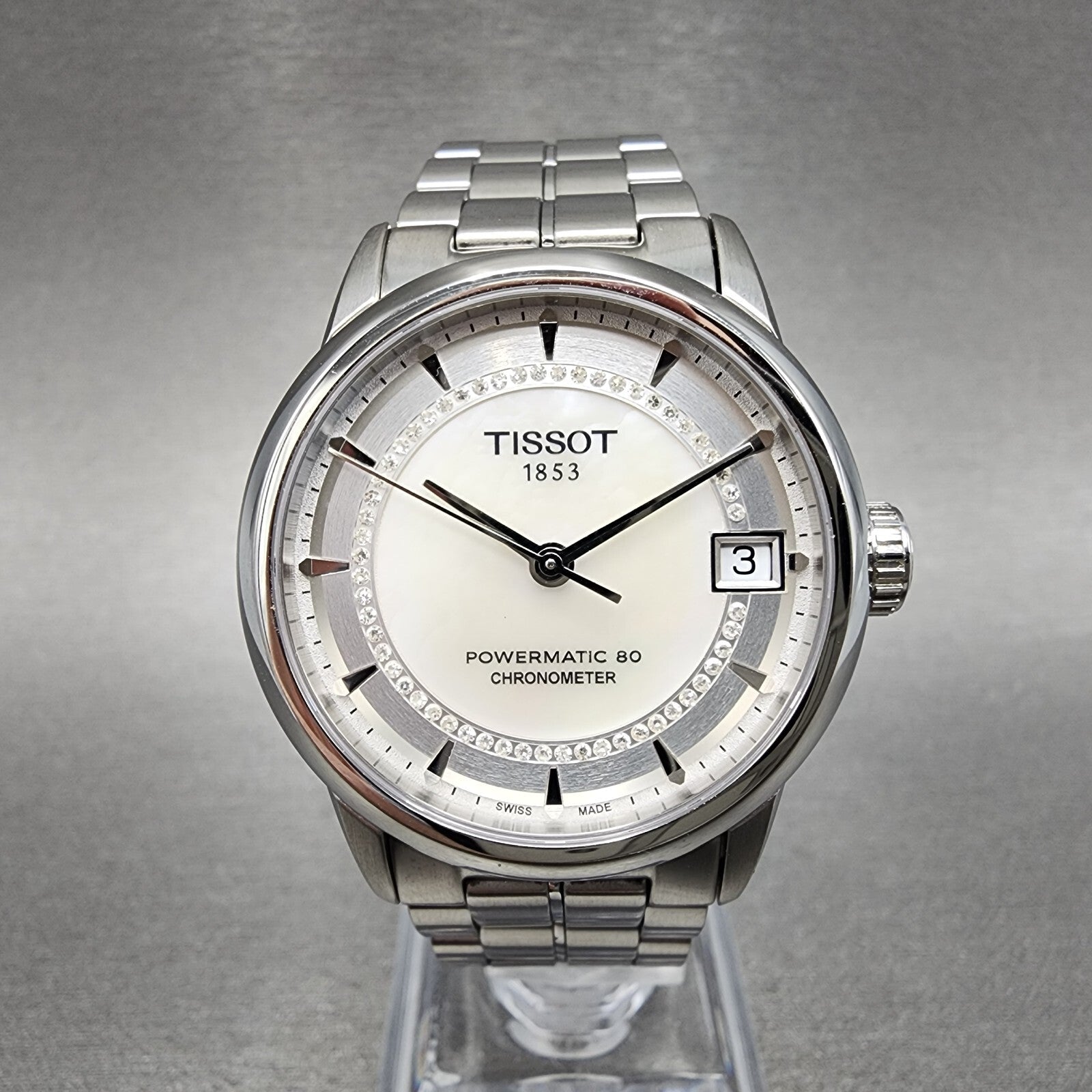Tissot T-Classic Powermatic 80 Watch Women 30mm MOP Dial Stainless Steel Diamond0