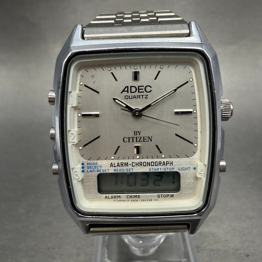Citizen Adec Watch Men 31mm Silver Dial Steel Analog Digital Rectangle New batt0