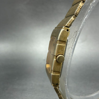 Seiko Tank Watch Women 13mm Champagne Dial Gold Tone 2E20-5039 New Battery VTG2