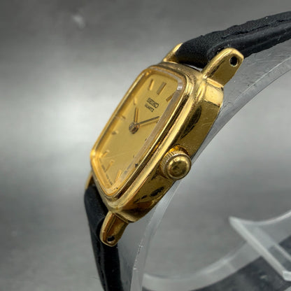Seiko Watch Women 18mm Champagne Dial Gold Tone Rectangle 1N00-5K29 New BatteryG2