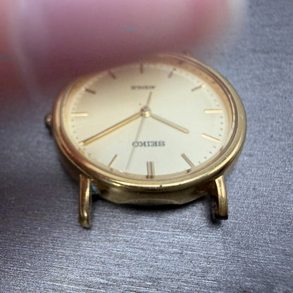 Seiko Avenue Watch Men 32mm Champagne Dial Gold Tone Round 7N01-6D30 PARTS Runs5