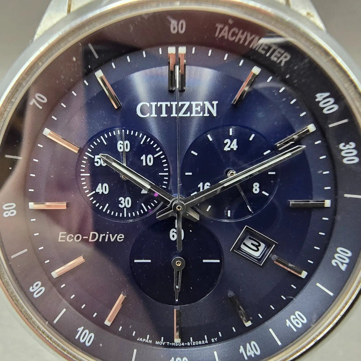 Citizen Eco-Drive Chronograph Watch Men 42mm Blue Dial Steel AT2141-52L Runs1