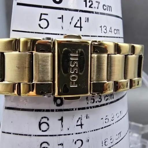 Fossil Watch Women 34mm Champagne Dial Gold Tone Date Round BQ3375 New Battery11