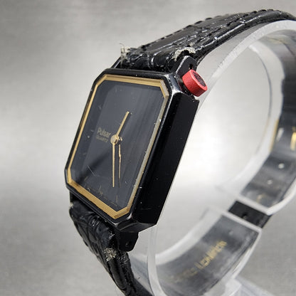 Pulsar Watch Women 20mm Black Dial Black Tone Octagon V232-5930 New Battery