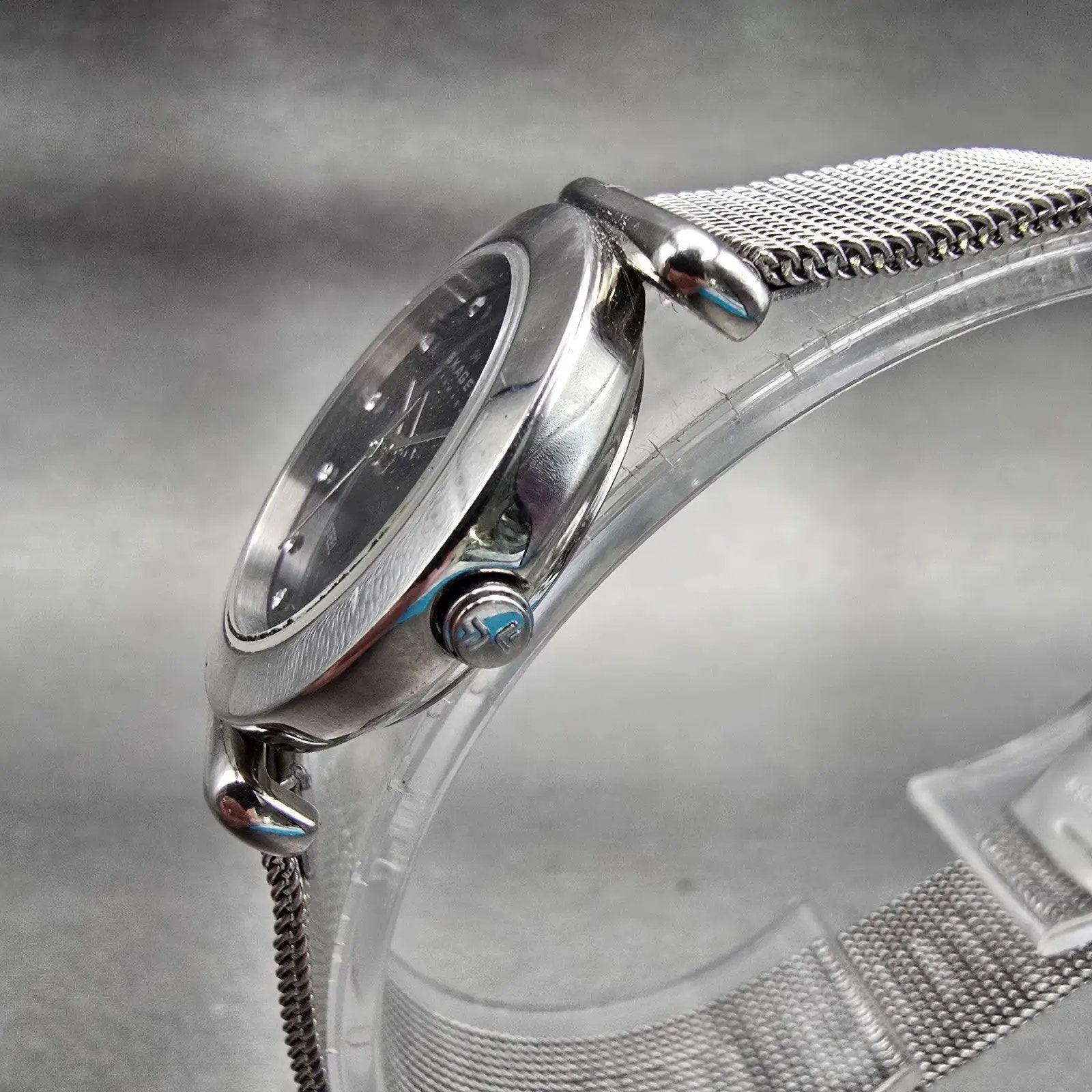 Skagen Watch Women 25mm Black Dial Silver Tone Round 107SSSBD New Batt2