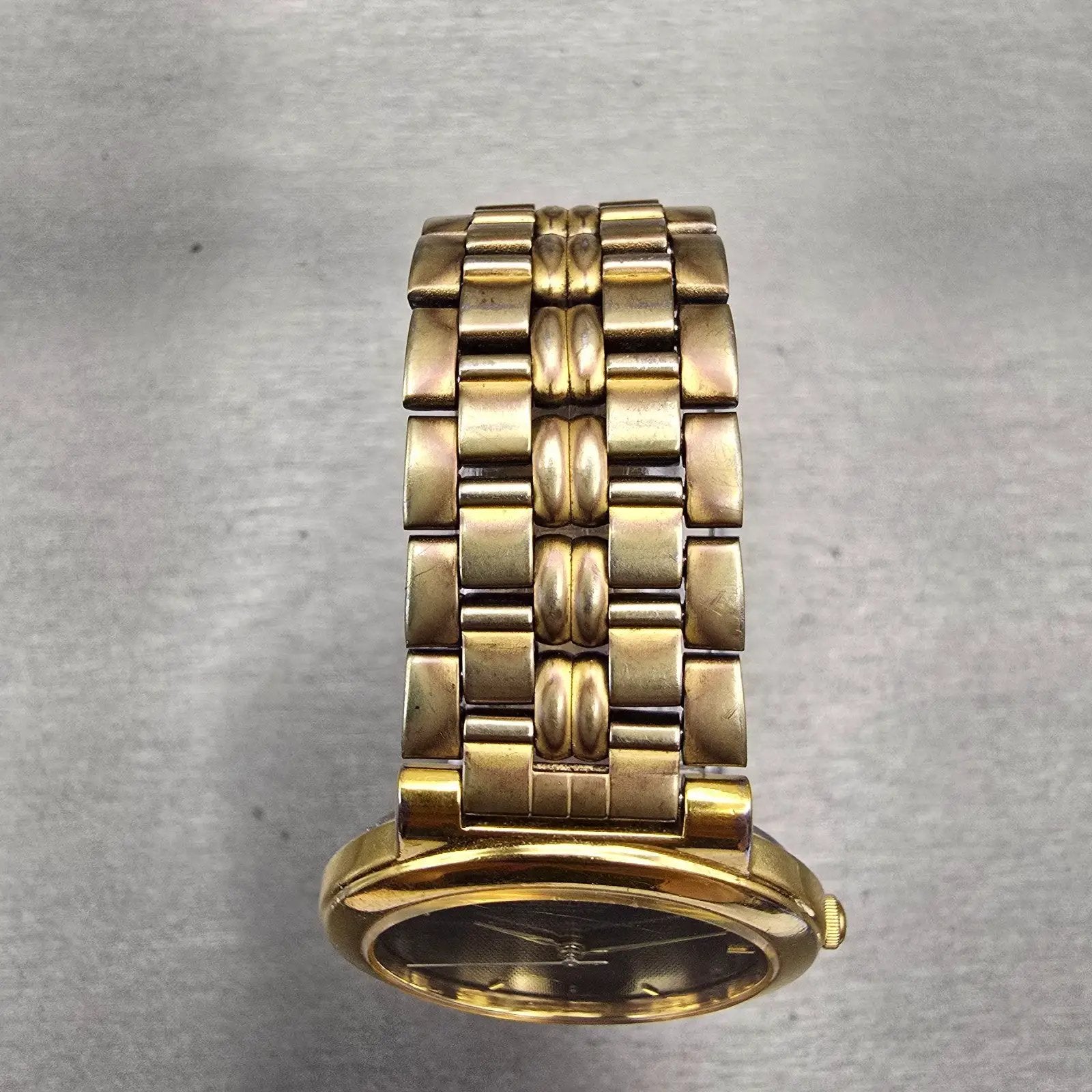 Seiko SX Watch Men 33mm Black Dial Gold Tone Round V701-1K00 New Battery Vintage4