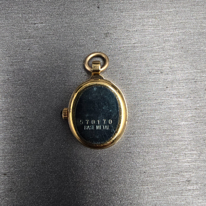 Seiko Pulsar Pendant Watch Women 16mm Black Dial Gold Tone Oval V232 New Battery6