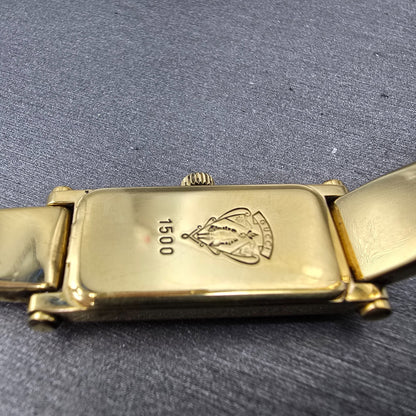 Gucci 1500L Tank Watch Women 13mm Champagne Dial Gold Tone Rectangle New Bat Box11
