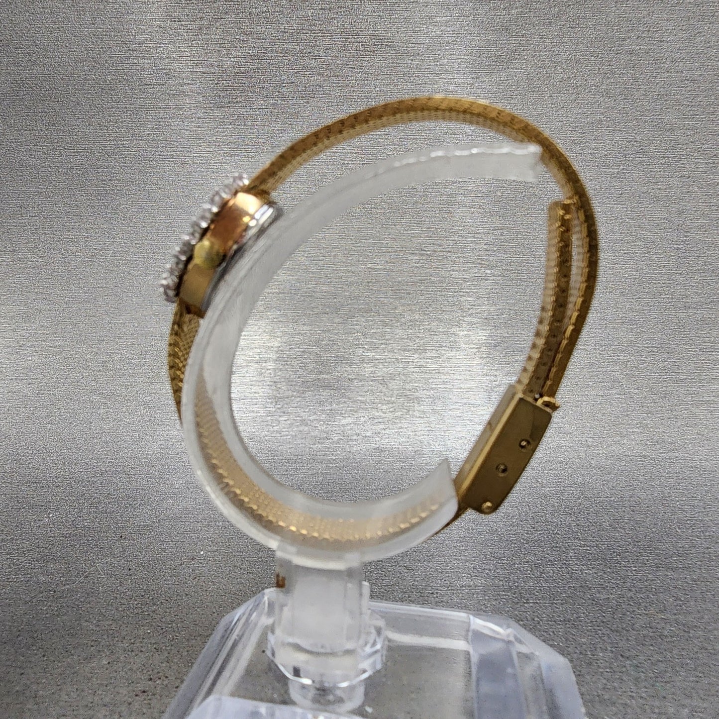 Elgin Watch Women 15mm Champagne Dial Gold Tone Oval Diamond bezel New Battery6