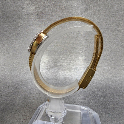 Elgin Watch Women 15mm Champagne Dial Gold Tone Oval Diamond bezel New Battery6
