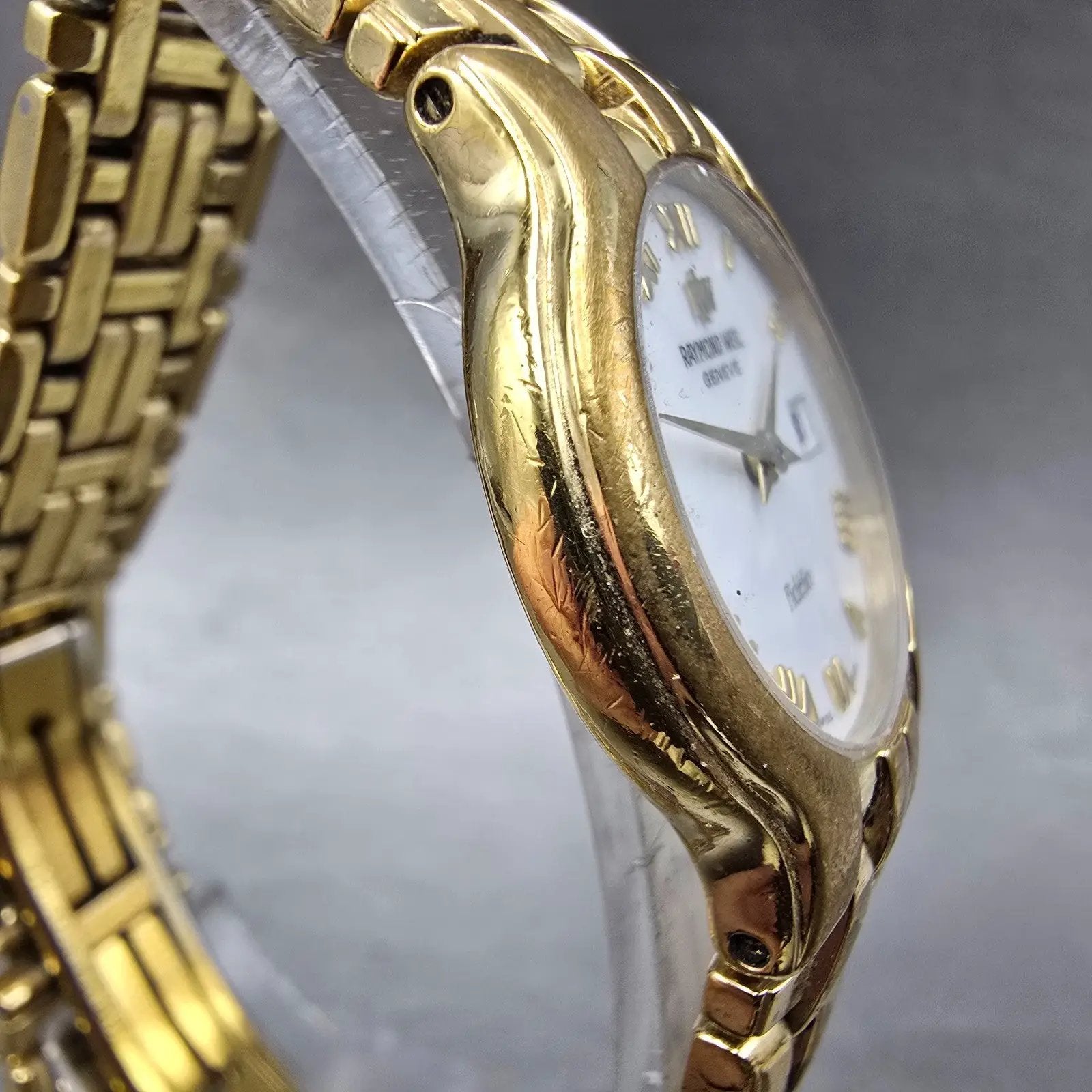 Raymond Weil Fidelio Watch Women 25mm White Dial Gold Plated Date 9962 New Batt3