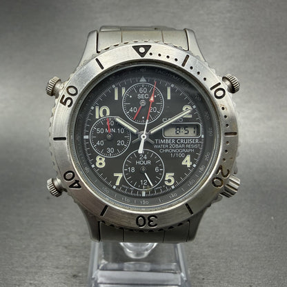 Casio Timber Cruiser Watch Men 41mm Gray Dial Steel Analog Digital TIC104 Newbat0