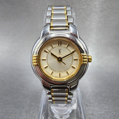 Yves Saint Laurent Watch Women 23mm Champagne Dial Two Tone Round new Battery0