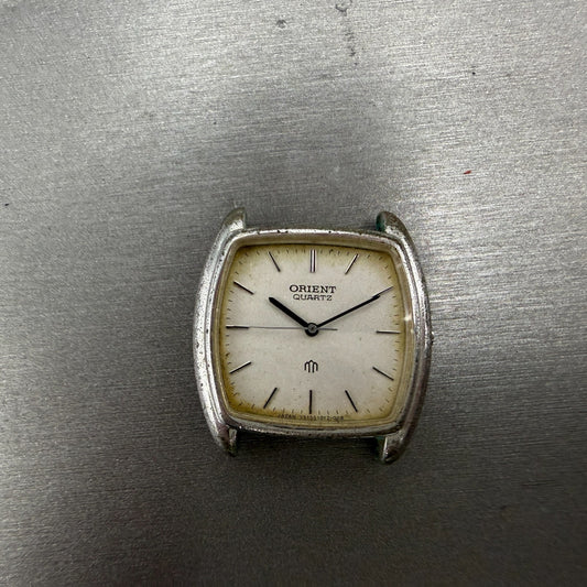 Orient Watch Men 31mm Silver Dial Silver Tone Rectangle I515101-20 PARTS Vintage0