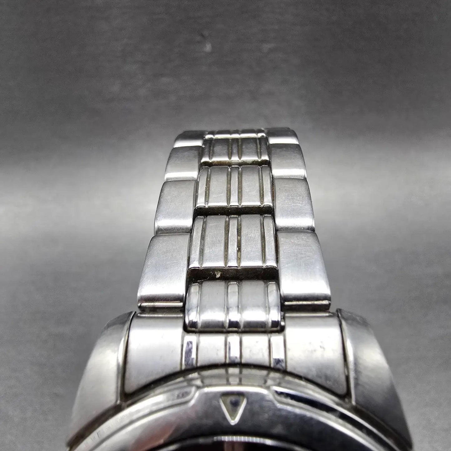 Seiko Solar Watch Men 39mm Black Dial Silver Tone Daydate Round V158-0AD0 Runs D4