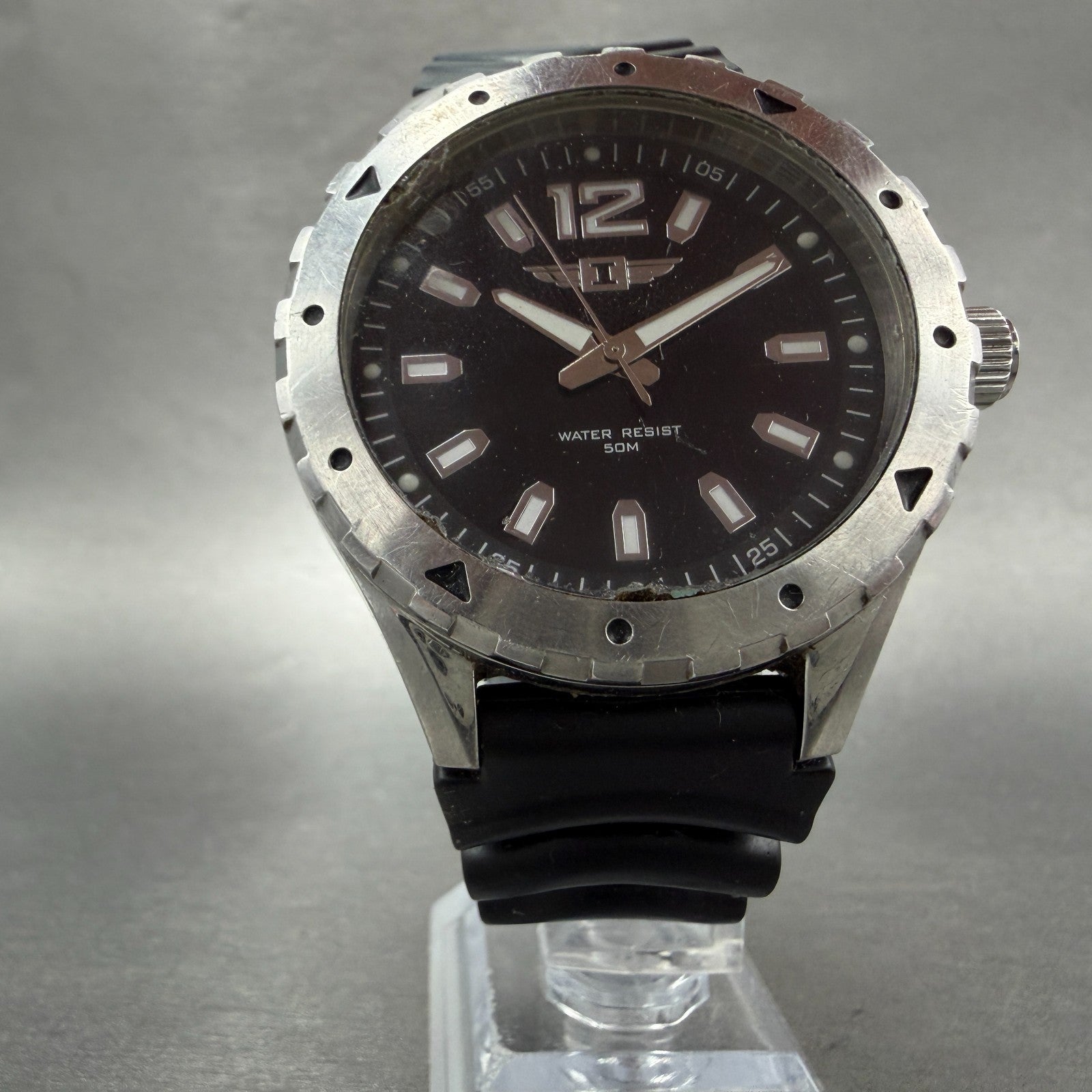 Invicta Watch Men 45mm Black Dial Silver Tone Round IBI20027-001 New Battery5