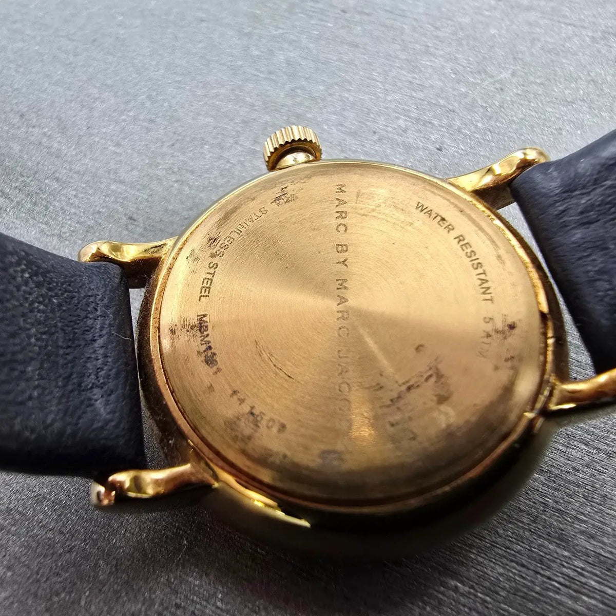 Marc Jacobs Baker Watch Women 28mm Blue Dial Rose Gold Small Seconds New Battery9