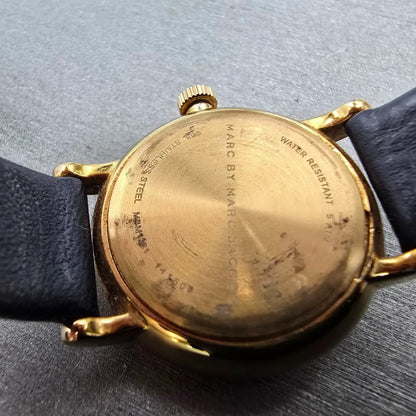 Marc Jacobs Baker Watch Women 28mm Blue Dial Rose Gold Small Seconds New Battery9