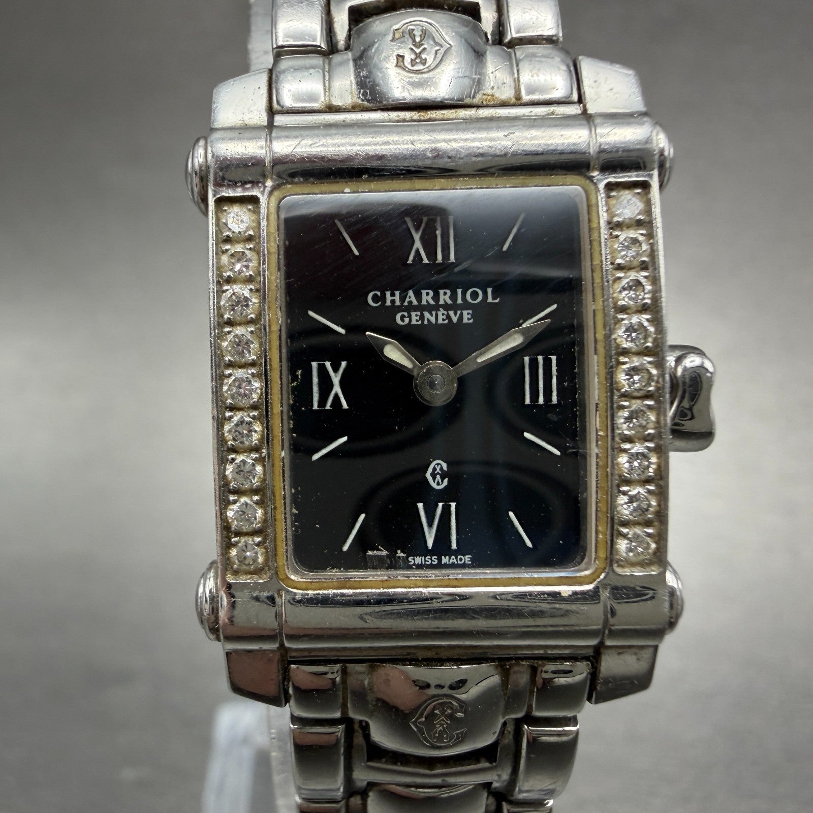 Philippe Charriol Colvmbvs Watch Women 20mm Black Dial Steel Diamond Bezel Works0