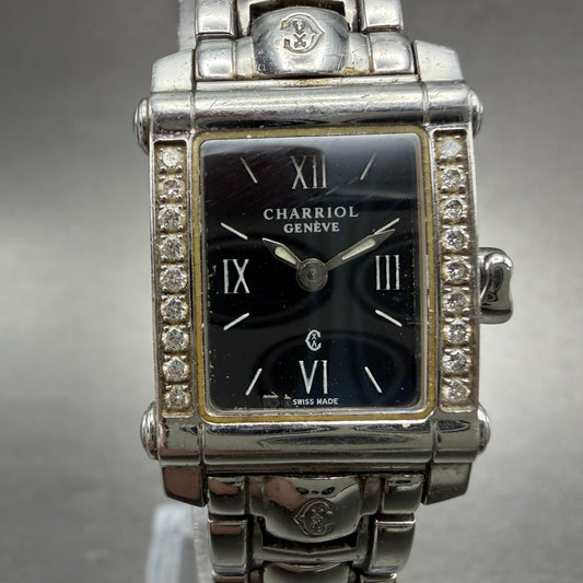 Philippe Charriol Colvmbvs Watch Women 20mm Black Dial Steel Diamond Bezel Works0