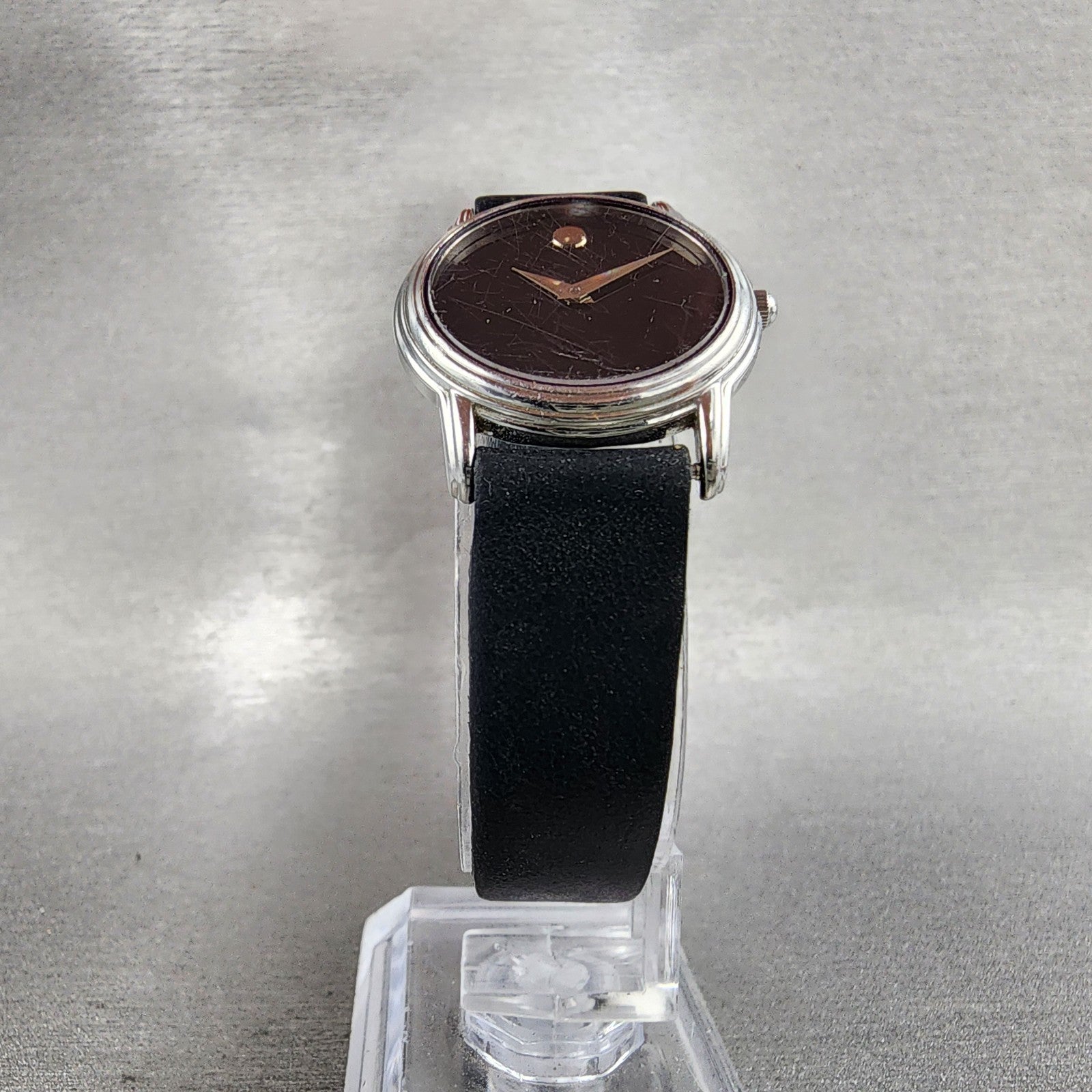 Movado Muesem Watch Women 26mm Black Dial Silver Tone NO BACK!! New battery6