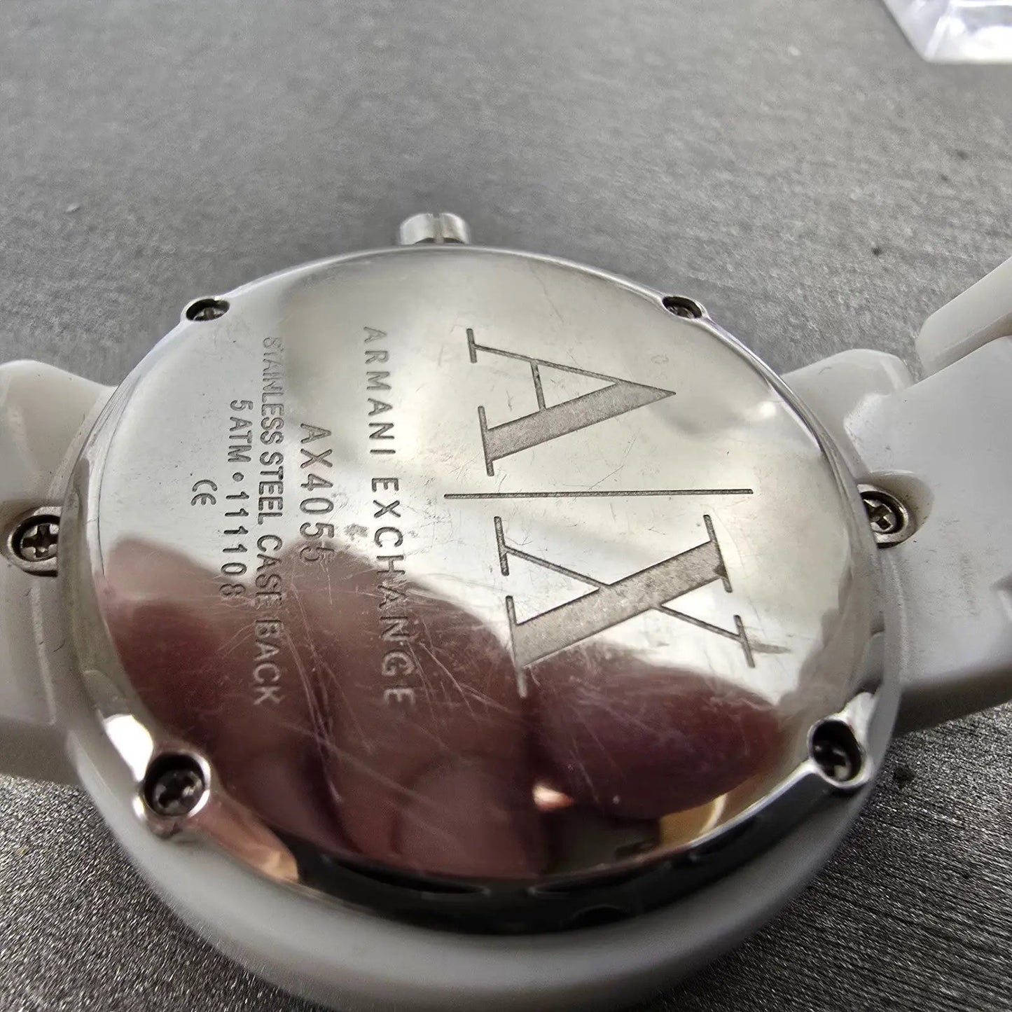 Armani Exchange Watch Women 34mm White Dial White Tone Round AX4055 New Battery9