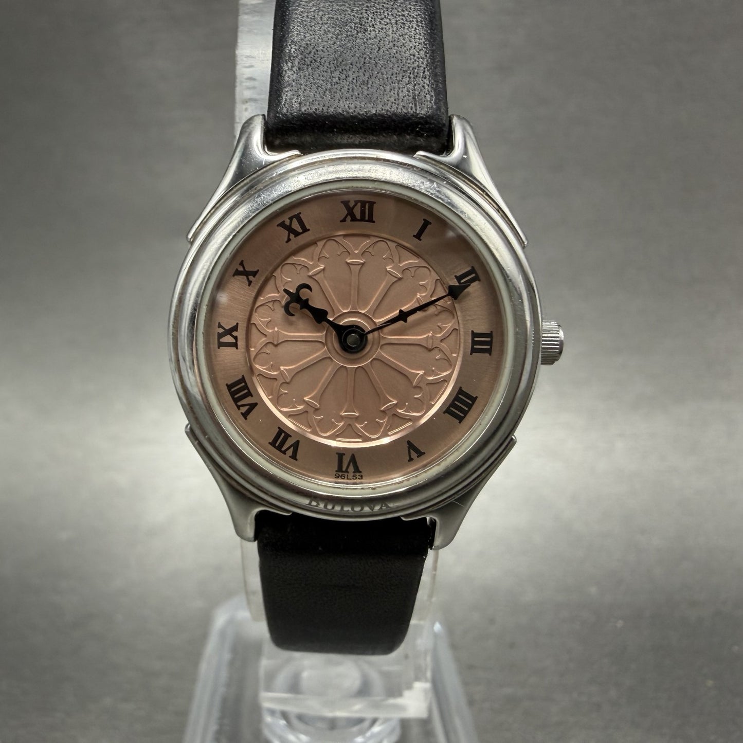 Bulova Watch Women 24mm Pink Dial Steel Round Smithsonian 96L53 New Battery0