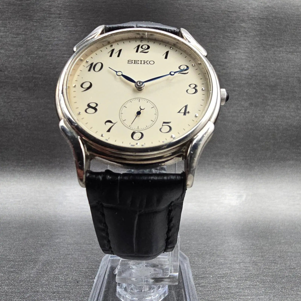 Seiko Watch Men 35mm Ivory Dial Silver Tone Round 7N07-9000 New Battery5
