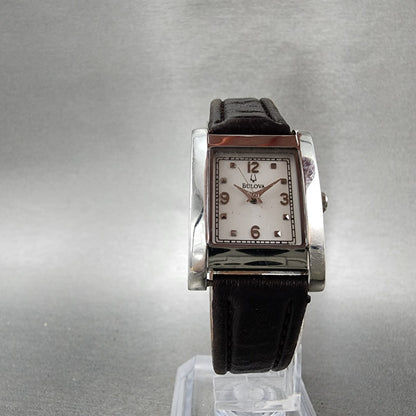 Bulova Tank Watch Women 21mm White Dial Silver Tone Date Rectangle New Battery5