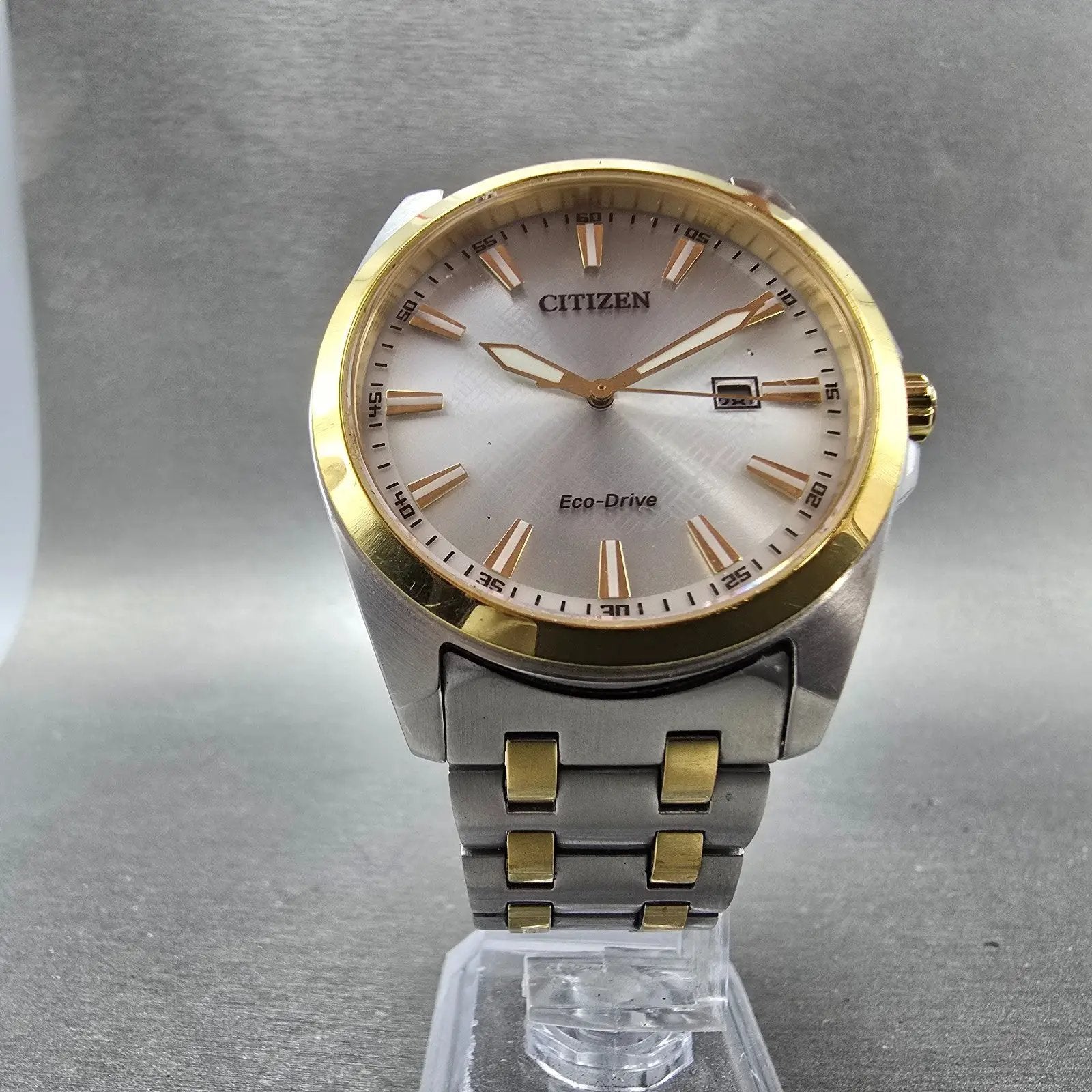 Citizen Eco-Drive Watch Men 41mm Silver Dial Two Tone Date BM7534-59A PARTS6