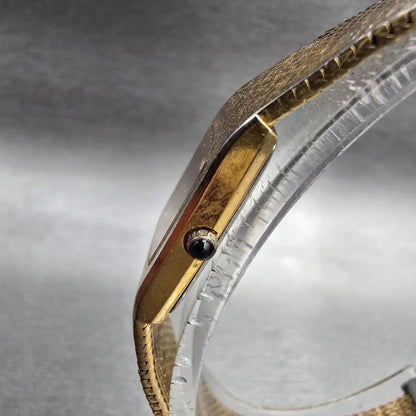 Seiko Lassale Watch Women 15mm Gold Dial Gold Tone Rectangle 5420-5109 New Batt2