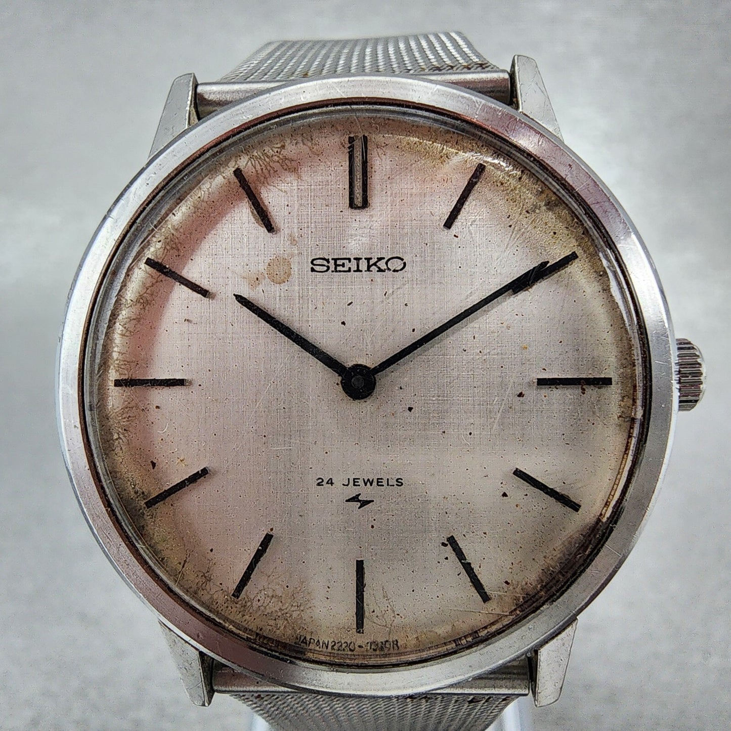 Seiko Chariot Watch Men 33mm White Woven Dial Steel Manual Wind 22200180 PARTS2