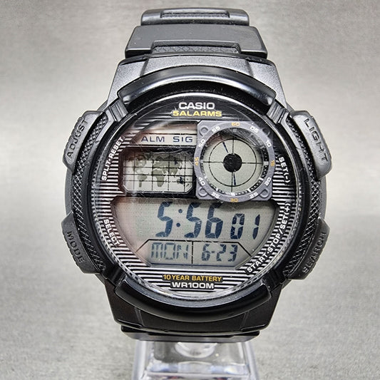 Casio AE-1000W World Time Watch Men 43mm Digital Black Tone Alarm Chrono New Bat