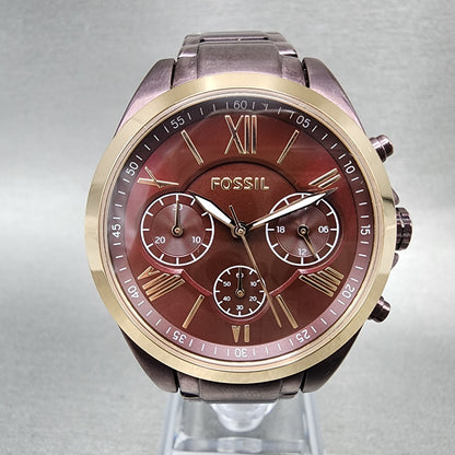 Fossil Modern Courier Watch Women 36mm Brown Dial Purple Tone Chrono New Battery0