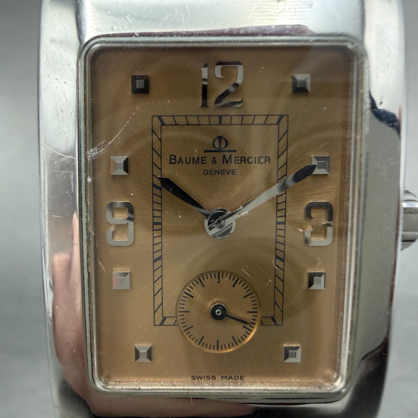 Baume & Mercier Hampton Watch Men 24mm Rose Dial Steel Small Seconds New Battery1
