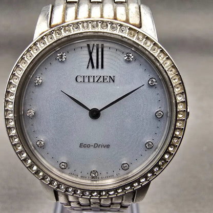 Citizen Eco-Drive Watch Women 30mm White Dial Silver Gemmed B023-R014676 Works1