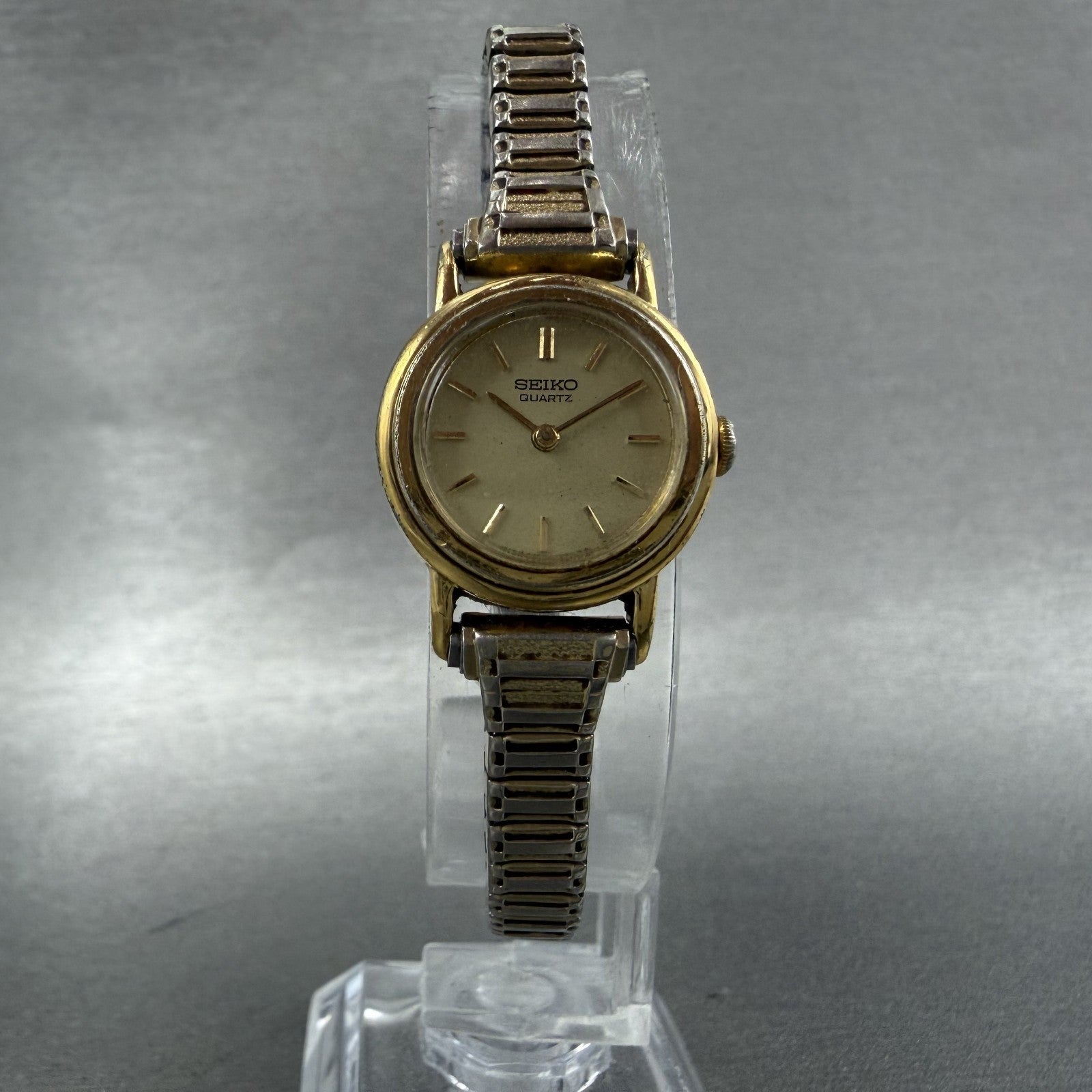 Seiko Watch Women 19mm Champagne Dial Gold Tone Round 23200319 New Battery VTG5