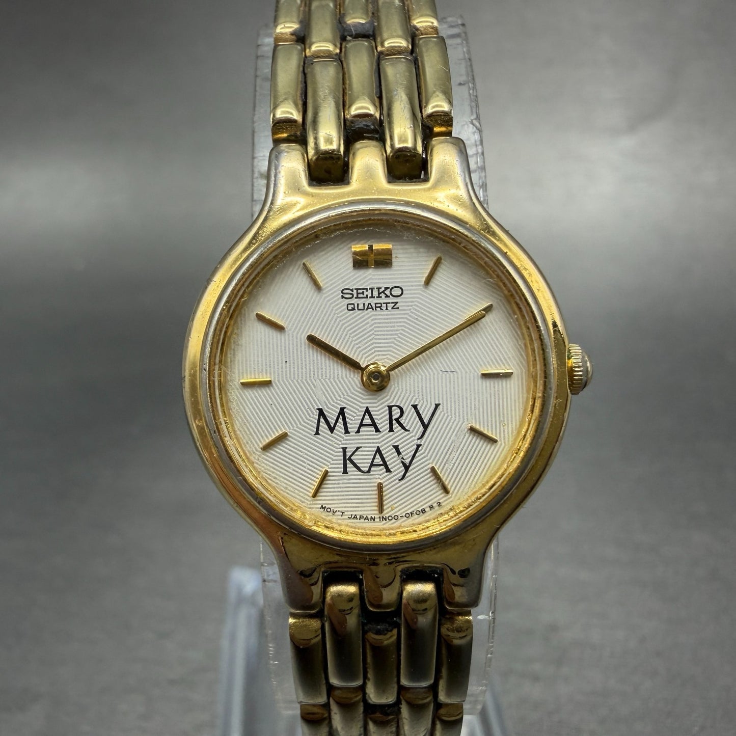Seiko Watch Women 22mm White Dial Gold Tone Round 1n00-0a99 New Battery Vintage0
