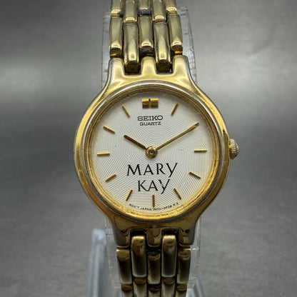 Seiko Watch Women 22mm White Dial Gold Tone Round 1n00-0a99 New Battery Vintage0