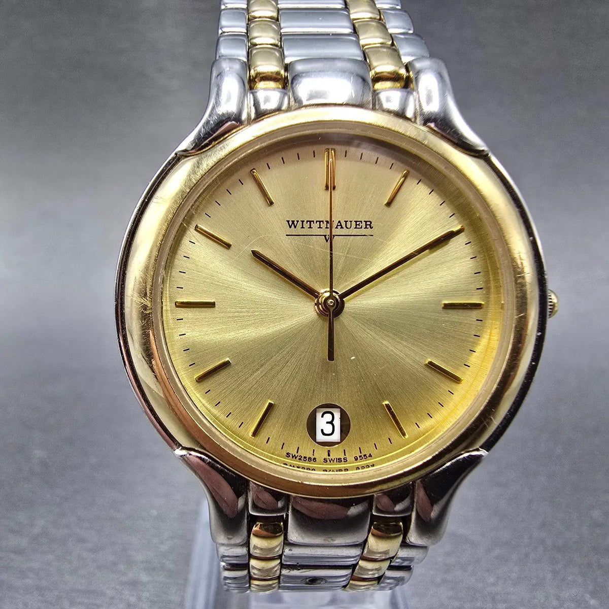 Wittnauer Watch Men 32mm Champagne Dial Two Tone Date SW2586 9554 PARTS0