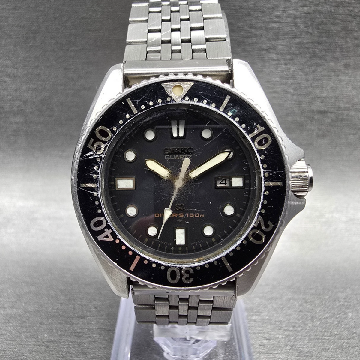 Seiko Dive Watch Women 33mm Black Dial Two Tone Date Round 2625-0019 New Batt0