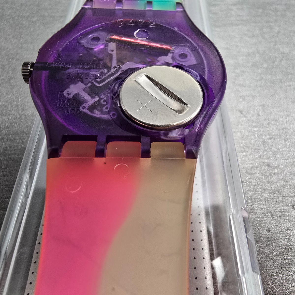 Swatch Scoob-A-Doo Watch Men 34mm Silver Dial Purple Case GV102 New Battery NOS11