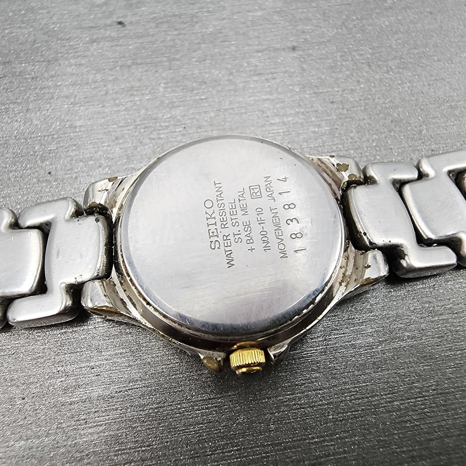 Seiko Watch Women 23mm Blue Dial Two Tone Round Vintage 1n001f10 New Battery8