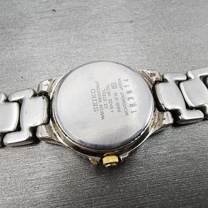 Seiko Watch Women 23mm Blue Dial Two Tone Round Vintage 1n001f10 New Battery8