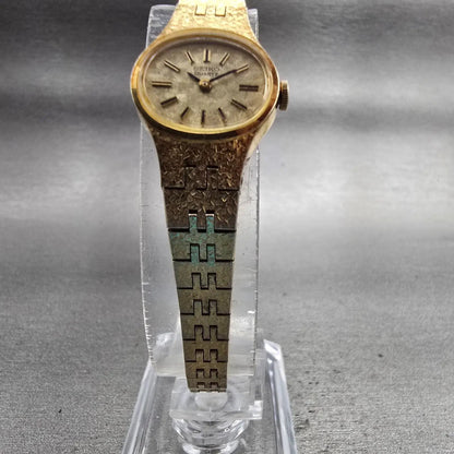 Seiko Watch Women 17mm Gold Dial Gold Tone Oval 1400-7389 New Battery Vintage5