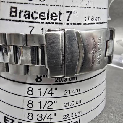 Invicta Chronograph Watch Men 44mm Black Dial Steel Daydate Round New Battery10